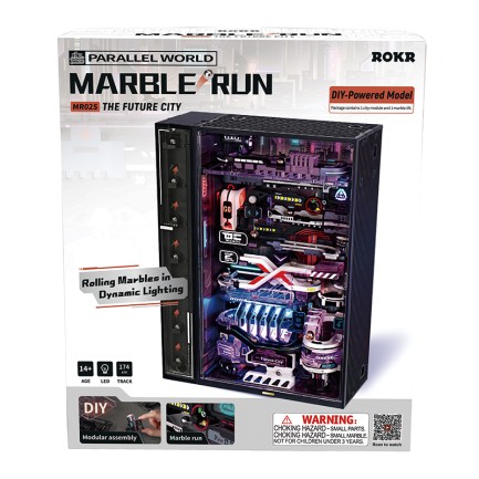 ROKR MR02S The Future City Marble Run DIY Mechanical 3D Puzzle Maket Model Seti 3D Model Kit Detaylı Dekoratif Hobi Seti Hareketli ve Işıklı - Thumbnail