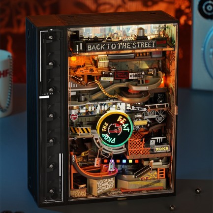 ROKR MR03S Hip-Hop Street Marble Run DIY Mechanical 3D Puzzle Maket Model Seti 3D Model Kit Detaylı Dekoratif Hobi Seti Hareketli ve Işıklı - Thumbnail