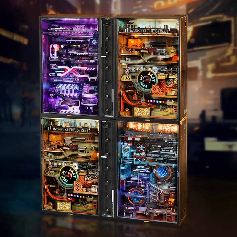 ROKR MR03S Hip-Hop Street Marble Run DIY Mechanical 3D Puzzle Maket Model Seti 3D Model Kit Detaylı Dekoratif Hobi Seti Hareketli ve Işıklı