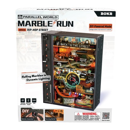 ROKR MR03S Hip-Hop Street Marble Run DIY Mechanical 3D Puzzle Maket Model Seti 3D Model Kit Detaylı Dekoratif Hobi Seti Hareketli ve Işıklı - Thumbnail