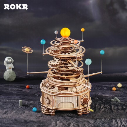 ROKR ST001 Mechanical Orrery DIY Mechanical 3D Puzzle Maket Model Seti 3D Model Kit Ahşap Maket Dekoratif Hobi Seti Hareketli - Thumbnail