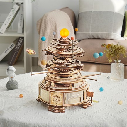 ROKR ST001 Mechanical Orrery DIY Mechanical 3D Puzzle Maket Model Seti 3D Model Kit Ahşap Maket Dekoratif Hobi Seti Hareketli - Thumbnail
