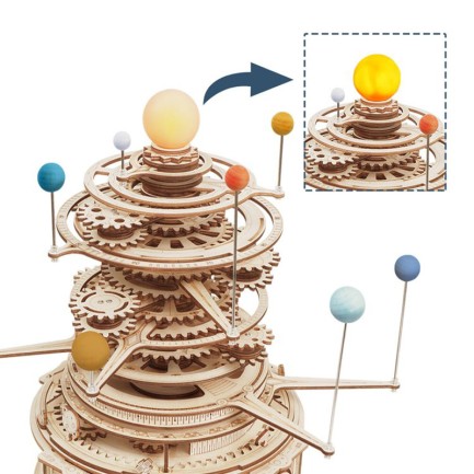 ROKR ST001 Mechanical Orrery DIY Mechanical 3D Puzzle Maket Model Seti 3D Model Kit Ahşap Maket Dekoratif Hobi Seti Hareketli - Thumbnail