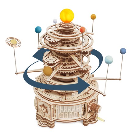 ROKR ST001 Mechanical Orrery DIY Mechanical 3D Puzzle Maket Model Seti 3D Model Kit Ahşap Maket Dekoratif Hobi Seti Hareketli - Thumbnail