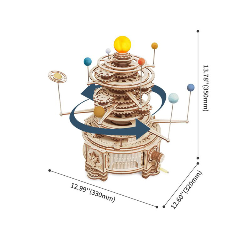 ROKR ST001 Mechanical Orrery DIY Mechanical 3D Puzzle Maket Model Seti 3D Model Kit Ahşap Maket Dekoratif Hobi Seti Hareketli