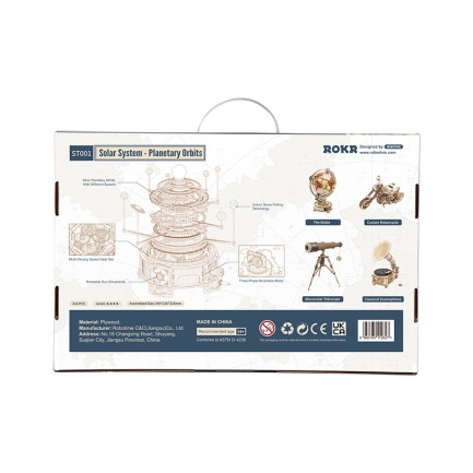ROKR ST001 Mechanical Orrery DIY Mechanical 3D Puzzle Maket Model Seti 3D Model Kit Ahşap Maket Dekoratif Hobi Seti Hareketli - Thumbnail