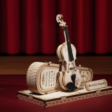 ROKR TG604K Keman (Violin) DIY Minyatür Maket Model Seti Ahşap 3D Wooden Puzzle 3D Model Kit Detaylı Dekoratif Hobi Seti Ahşap Maket - Thumbnail