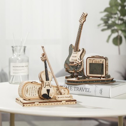 ROKR TG604K Keman (Violin) DIY Minyatür Maket Model Seti Ahşap 3D Wooden Puzzle 3D Model Kit Detaylı Dekoratif Hobi Seti Ahşap Maket - Thumbnail