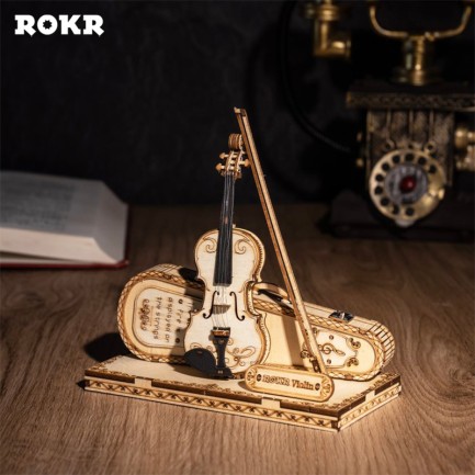 ROKR TG604K Keman (Violin) DIY Minyatür Maket Model Seti Ahşap 3D Wooden Puzzle 3D Model Kit Detaylı Dekoratif Hobi Seti Ahşap Maket - Thumbnail
