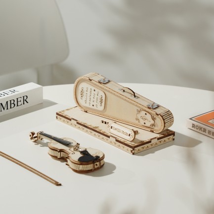 ROKR TG604K Keman (Violin) DIY Minyatür Maket Model Seti Ahşap 3D Wooden Puzzle 3D Model Kit Detaylı Dekoratif Hobi Seti Ahşap Maket - Thumbnail