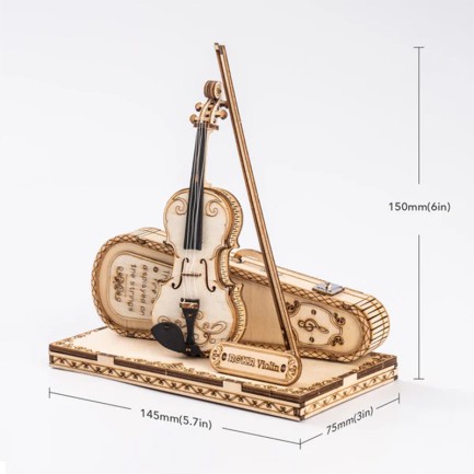 ROKR TG604K Keman (Violin) DIY Minyatür Maket Model Seti Ahşap 3D Wooden Puzzle 3D Model Kit Detaylı Dekoratif Hobi Seti Ahşap Maket - Thumbnail