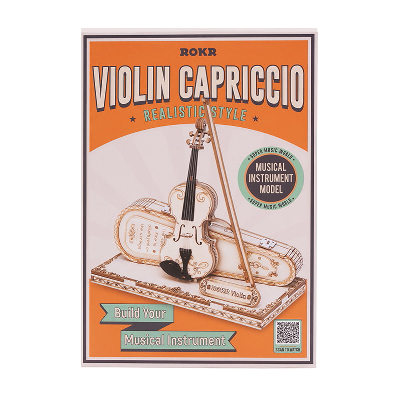 ROKR TG604K Keman (Violin) DIY Minyatür Maket Model Seti Ahşap 3D Wooden Puzzle 3D Model Kit Detaylı Dekoratif Hobi Seti Ahşap Maket