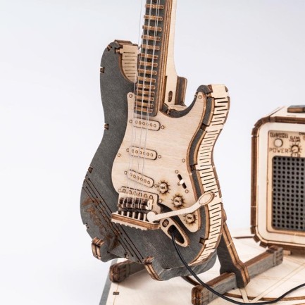 ROKR TG605K Elektro Gitar (Electric Guitar) DIY Minyatür Maket Model Seti Ahşap 3D Wooden Puzzle 3D Model Kit Detaylı Dekoratif Hobi Seti Ahşap Maket - Thumbnail