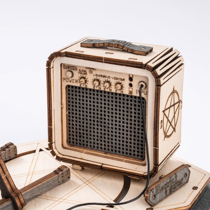 ROKR TG605K Elektro Gitar (Electric Guitar) DIY Minyatür Maket Model Seti Ahşap 3D Wooden Puzzle 3D Model Kit Detaylı Dekoratif Hobi Seti Ahşap Maket