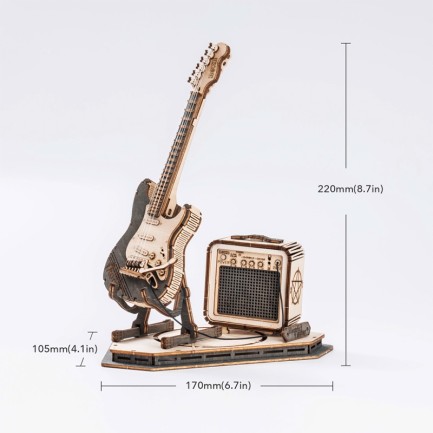 ROKR TG605K Elektro Gitar (Electric Guitar) DIY Minyatür Maket Model Seti Ahşap 3D Wooden Puzzle 3D Model Kit Detaylı Dekoratif Hobi Seti Ahşap Maket - Thumbnail