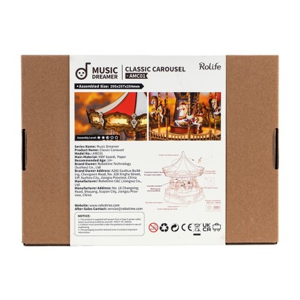 Rolife AMC01 Atlı Karınca (Classic Carousel) DIY Minyatür Maket Model Seti Ahşap 3D Wooden Puzzle 3D Model Kit Detaylı Dekoratif Hobi Seti Ahşap Maket - Thumbnail