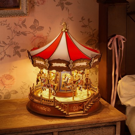 Rolife AMC01 Atlı Karınca (Classic Carousel) DIY Minyatür Maket Model Seti Ahşap 3D Wooden Puzzle 3D Model Kit Detaylı Dekoratif Hobi Seti Ahşap Maket - Thumbnail