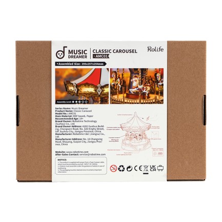 Rolife AMC01 Atlı Karınca (Classic Carousel) DIY Minyatür Maket Model Seti Ahşap 3D Wooden Puzzle 3D Model Kit Detaylı Dekoratif Hobi Seti Ahşap Maket - Thumbnail
