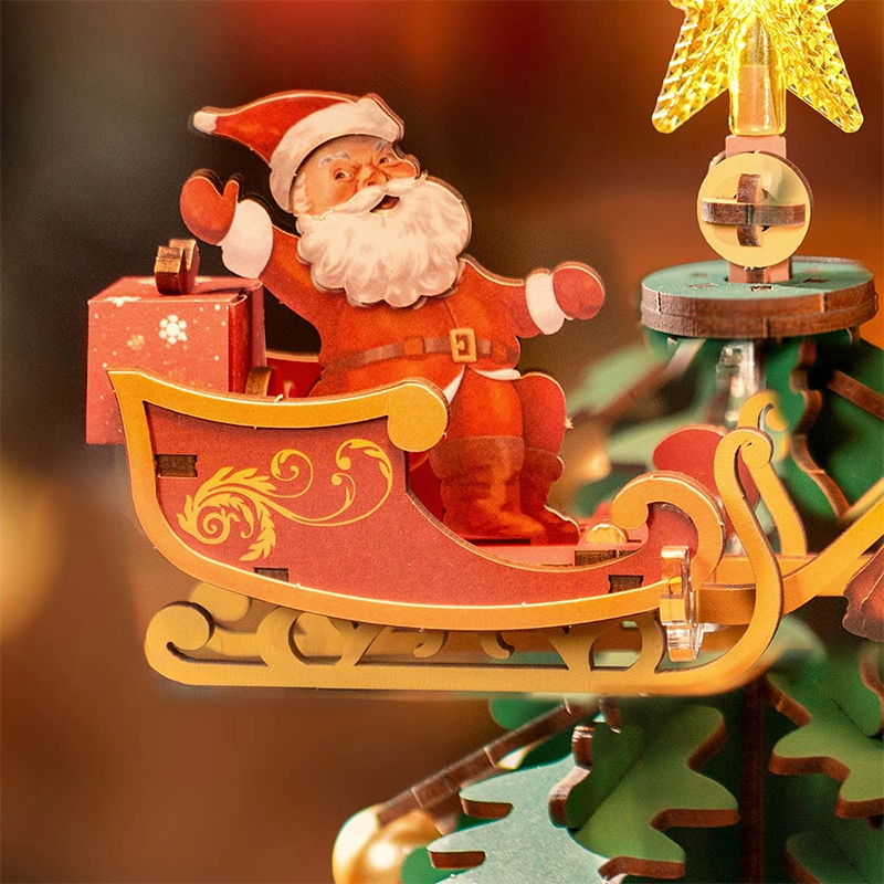 Rolife AMS01 Yılbaşı Ağacı Müzik Kutusu (Christmas Melody Tre) DIY Minyatür Maket Model Seti Ahşap 3D Wooden Puzzle 3D Model Kit Detaylı Dekoratif Hobi Seti Ahşap Maket
