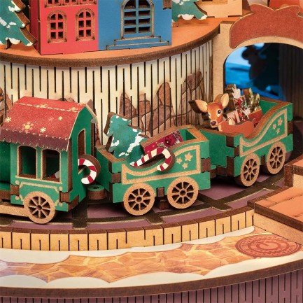 Rolife AMS01 Yılbaşı Ağacı Müzik Kutusu (Christmas Melody Tre) DIY Minyatür Maket Model Seti Ahşap 3D Wooden Puzzle 3D Model Kit Detaylı Dekoratif Hobi Seti Ahşap Maket - Thumbnail