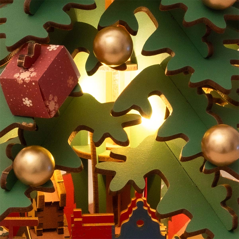 Rolife AMS01 Yılbaşı Ağacı Müzik Kutusu (Christmas Melody Tre) DIY Minyatür Maket Model Seti Ahşap 3D Wooden Puzzle 3D Model Kit Detaylı Dekoratif Hobi Seti Ahşap Maket