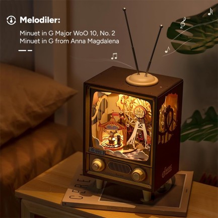 Rolife AMT01 Dönme Dolaplı Müzik Kutusu (Sunset Carnival) DIY Minyatür Maket Model Seti Ahşap 3D Wooden Puzzle 3D Model Kit Detaylı Dekoratif Hobi Seti Ahşap Maket - Thumbnail