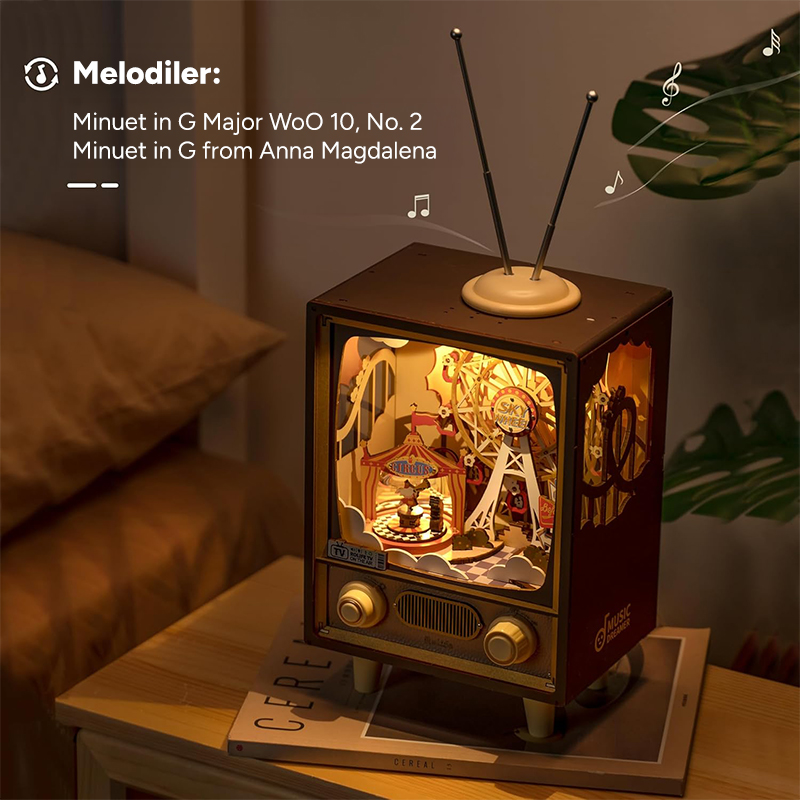 Rolife AMT01 Dönme Dolaplı Müzik Kutusu (Sunset Carnival) DIY Minyatür Maket Model Seti Ahşap 3D Wooden Puzzle 3D Model Kit Detaylı Dekoratif Hobi Seti Ahşap Maket
