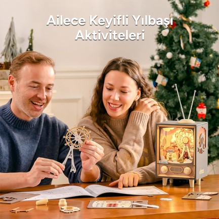 Rolife AMT01 Dönme Dolaplı Müzik Kutusu (Sunset Carnival) DIY Minyatür Maket Model Seti Ahşap 3D Wooden Puzzle 3D Model Kit Detaylı Dekoratif Hobi Seti Ahşap Maket - Thumbnail