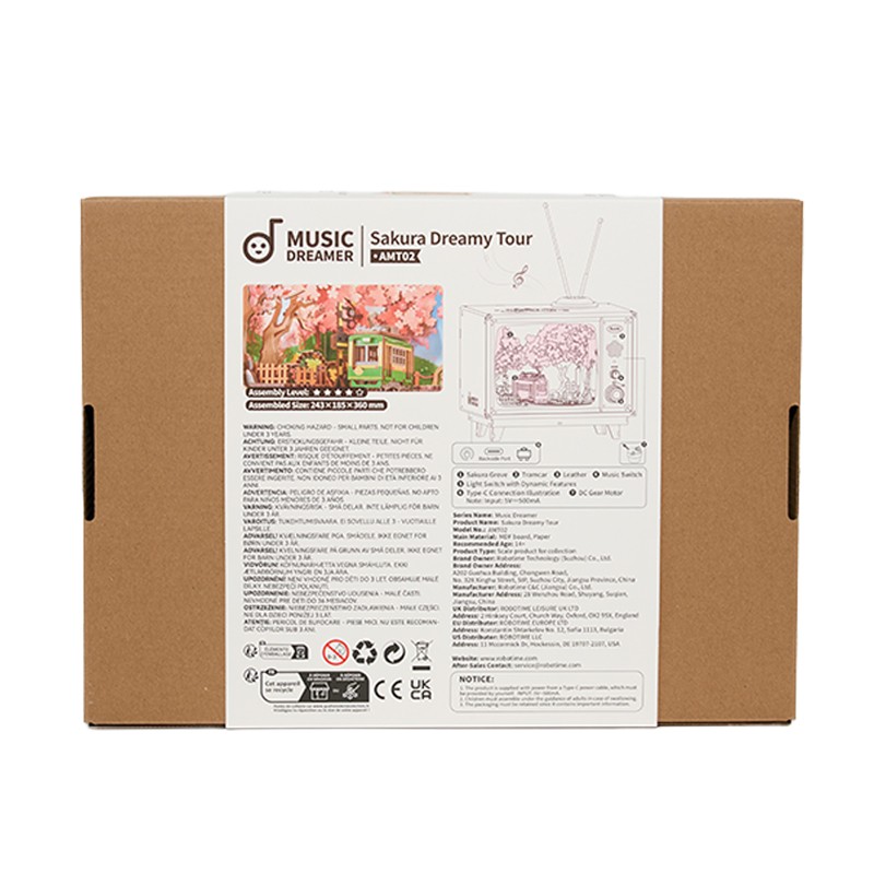Rolife AMT02 TV Görünümlü Müzik Kutusu (Sakura Dreamy Tour) DIY Minyatür Maket Model Seti Ahşap 3D Wooden Puzzle 3D Model Kit Detaylı Dekoratif Hobi Seti Ahşap Maket