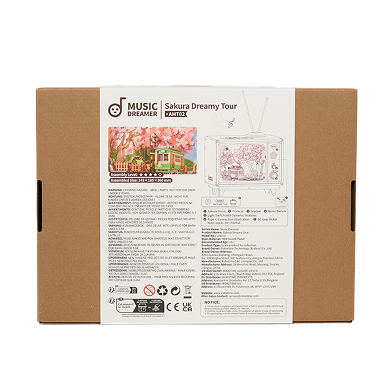Rolife AMT02 TV Görünümlü Müzik Kutusu (Sakura Dreamy Tour) DIY Minyatür Maket Model Seti Ahşap 3D Wooden Puzzle 3D Model Kit Detaylı Dekoratif Hobi Seti Ahşap Maket