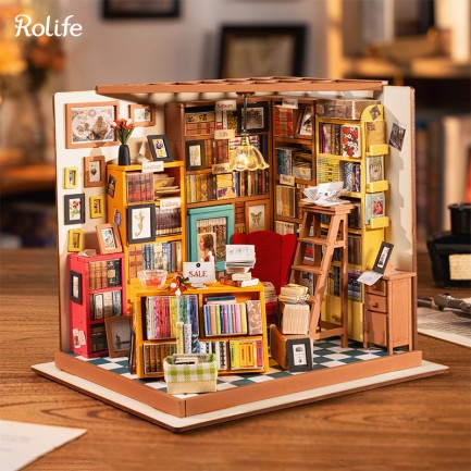 Rolife DG102 Sam'in Çalışma Odası (Sam's Study Room) DIY Minyatür Maket Model Seti Mini Dollhouse 3D Model Kit Detaylı Dekoratif Hobi Seti 3D Puzzle Tiny House - Thumbnail