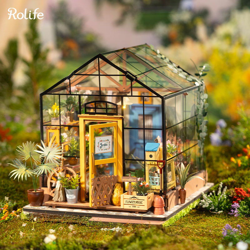 Rolife DG104 Cathy'nin Çiçek Evi (Cathy's Flower House) DIY Minyatür Maket Model Seti Mini Dollhouse 3D Model Kit Detaylı Dekoratif Hobi Seti 3D Puzzle Tiny House