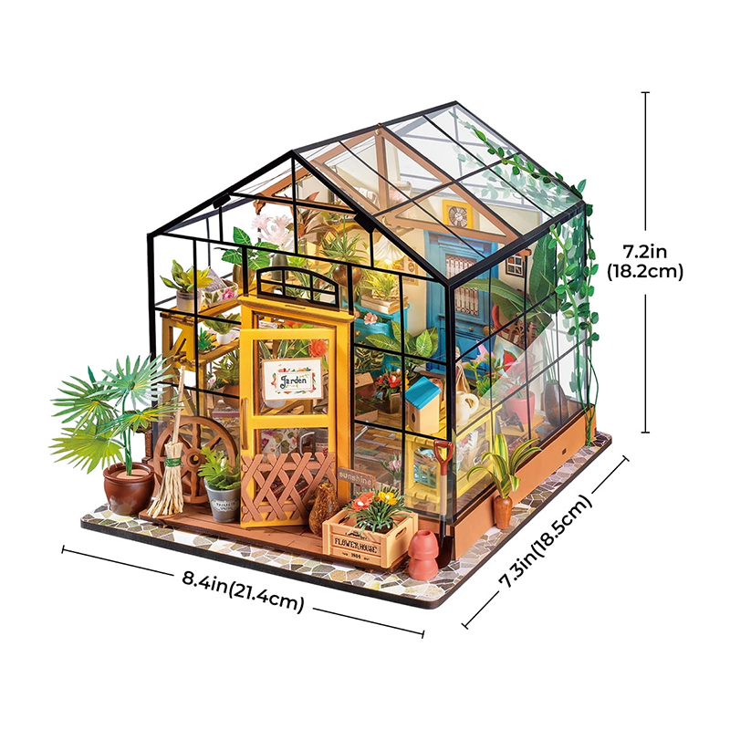 Rolife DG104 Cathy'nin Çiçek Evi (Cathy's Flower House) DIY Minyatür Maket Model Seti Mini Dollhouse 3D Model Kit Detaylı Dekoratif Hobi Seti 3D Puzzle Tiny House
