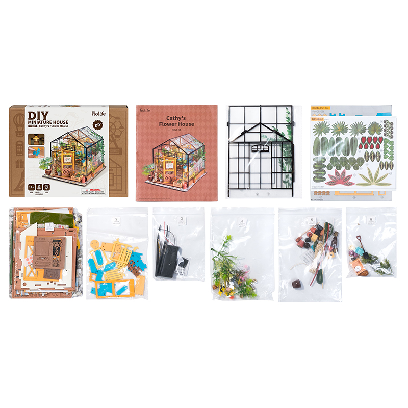 Rolife DG104 Cathy'nin Çiçek Evi (Cathy's Flower House) DIY Minyatür Maket Model Seti Mini Dollhouse 3D Model Kit Detaylı Dekoratif Hobi Seti 3D Puzzle Tiny House