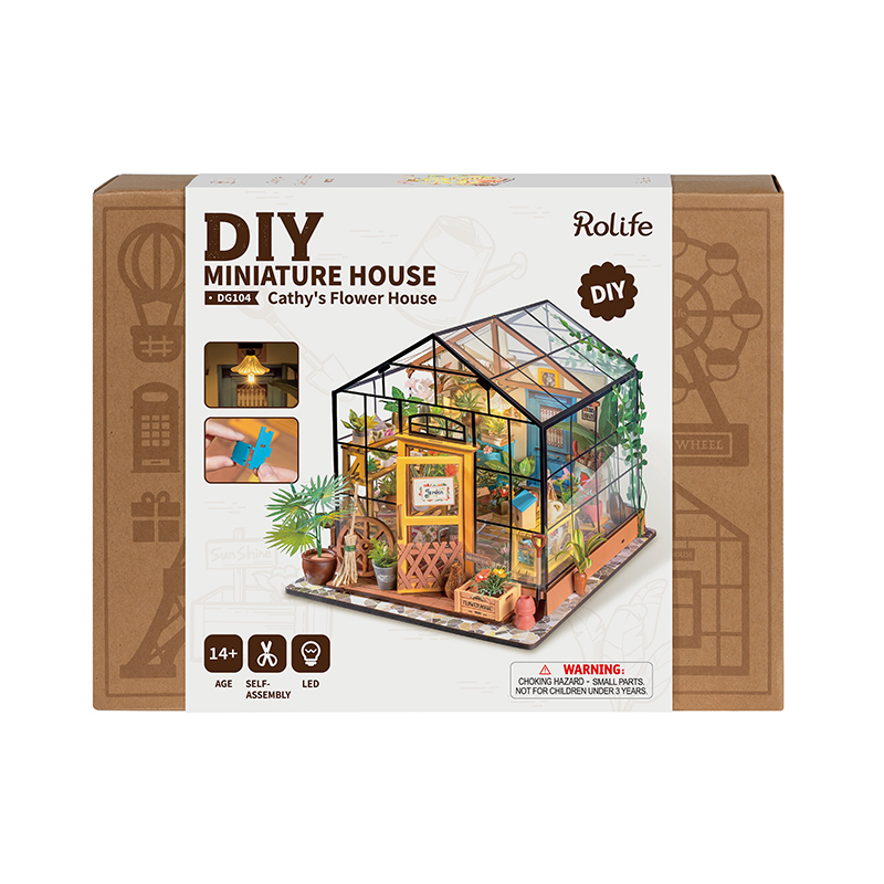 Rolife DG104 Cathy'nin Çiçek Evi (Cathy's Flower House) DIY Minyatür Maket Model Seti Mini Dollhouse 3D Model Kit Detaylı Dekoratif Hobi Seti 3D Puzzle Tiny House