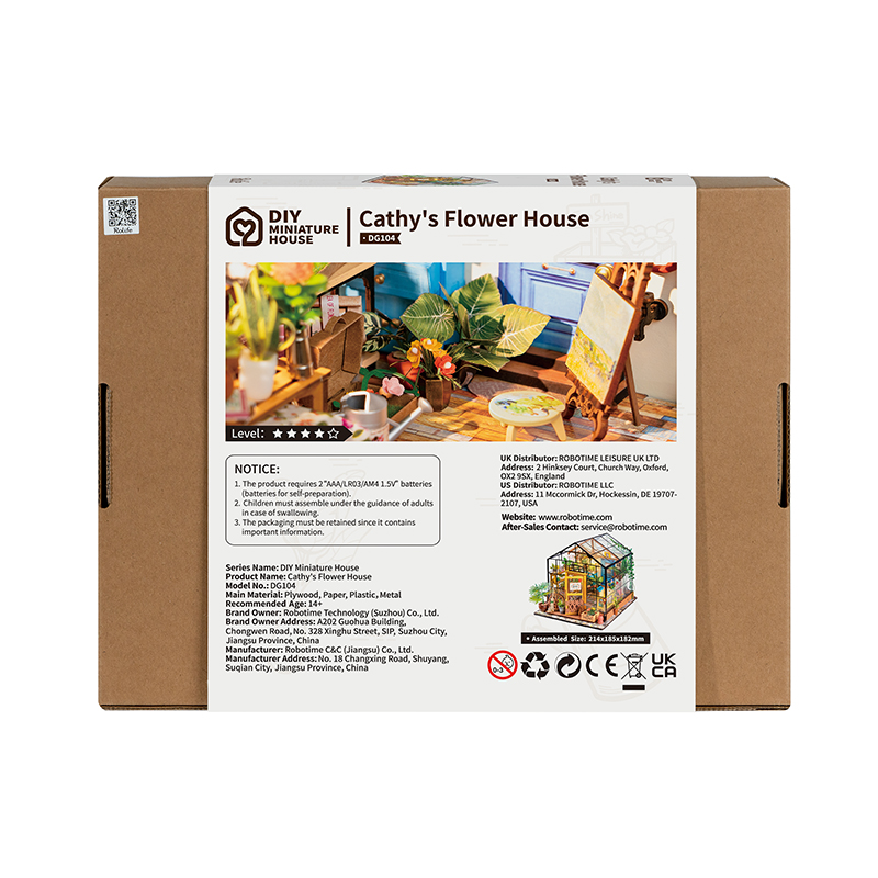 Rolife DG104 Cathy'nin Çiçek Evi (Cathy's Flower House) DIY Minyatür Maket Model Seti Mini Dollhouse 3D Model Kit Detaylı Dekoratif Hobi Seti 3D Puzzle Tiny House