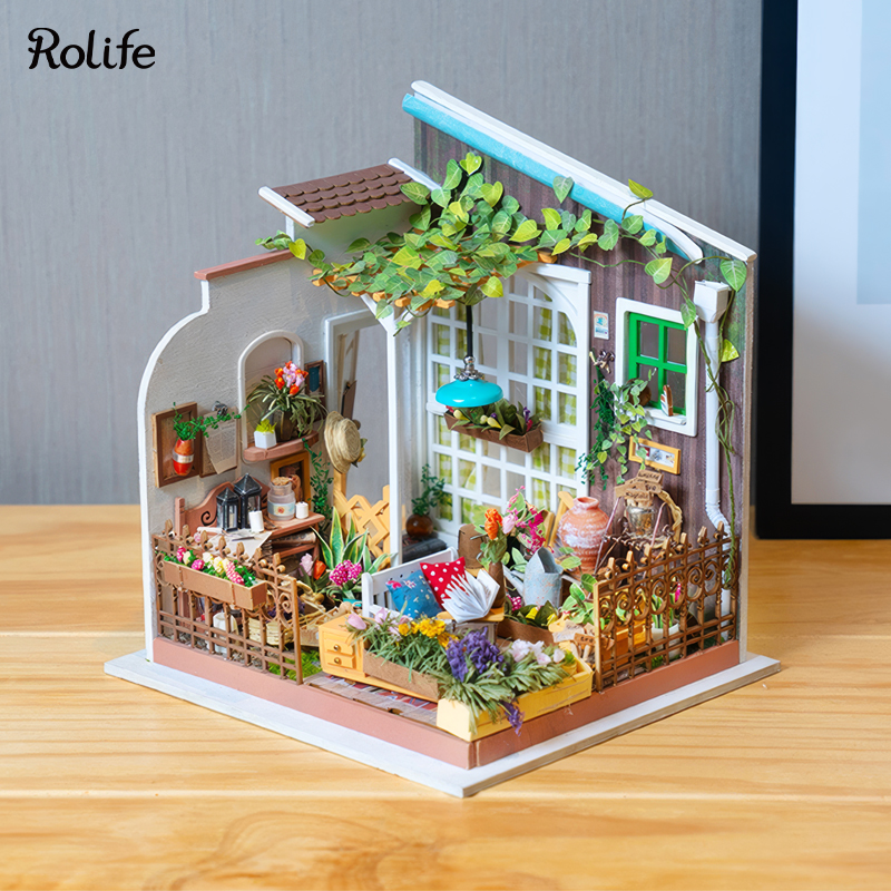 Rolife DG108 Miller'ın Çiçek Evi (Miller's Flower House) DIY Minyatür Maket Model Set Mini Dollhouse 3D Model Kit Detaylı Dekoratif Hobi Seti 3D Puzzle Tiny House