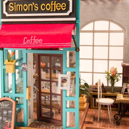 Rolife DG109 Simon'ın Kahve Dükkanı (Simon's Coffee)DIY Minyatür Maket Model Set Miniature Dollhouse 3D Model Kit Detaylı Dekoratif Hobi Seti 3D Puzzle Tiny House - Thumbnail