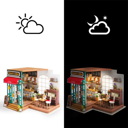 Rolife DG109 Simon'ın Kahve Dükkanı (Simon's Coffee)DIY Minyatür Maket Model Set Miniature Dollhouse 3D Model Kit Detaylı Dekoratif Hobi Seti 3D Puzzle Tiny House - Thumbnail