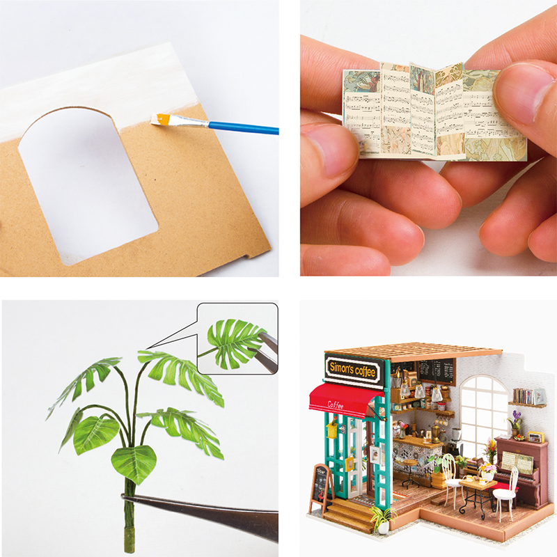 Rolife DG109 Simon'ın Kahve Dükkanı (Simon's Coffee)DIY Minyatür Maket Model Set Miniature Dollhouse 3D Model Kit Detaylı Dekoratif Hobi Seti 3D Puzzle Tiny House