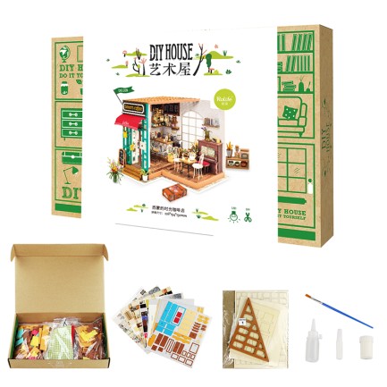 Rolife DG109 Simon'ın Kahve Dükkanı (Simon's Coffee)DIY Minyatür Maket Model Set Miniature Dollhouse 3D Model Kit Detaylı Dekoratif Hobi Seti 3D Puzzle Tiny House - Thumbnail