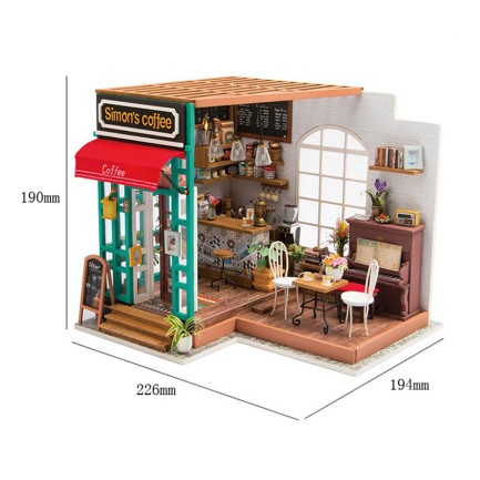 Rolife DG109 Simon'ın Kahve Dükkanı (Simon's Coffee)DIY Minyatür Maket Model Set Miniature Dollhouse 3D Model Kit Detaylı Dekoratif Hobi Seti 3D Puzzle Tiny House - Thumbnail