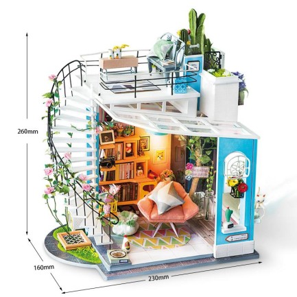 Rolife DG12 Dora'nın Çatı Katı (Dora's Loft) DIY Minyatür Maket Model Seti Mini Dollhouse 3D Model Kit Detaylı Dekoratif Hobi Seti 3D Puzzle Tiny House - Thumbnail