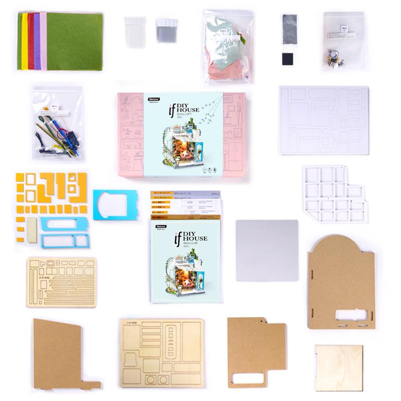 Rolife DG12 Dora'nın Çatı Katı (Dora's Loft) DIY Minyatür Maket Model Seti Mini Dollhouse 3D Model Kit Detaylı Dekoratif Hobi Seti 3D Puzzle Tiny House