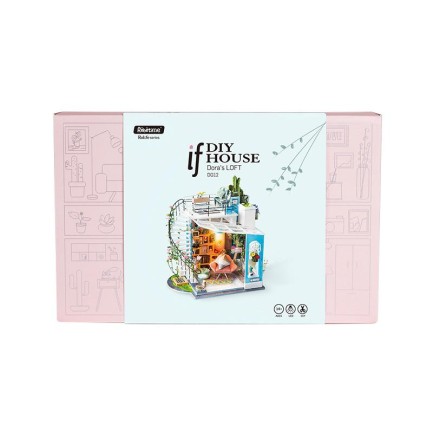 Rolife DG12 Dora'nın Çatı Katı (Dora's Loft) DIY Minyatür Maket Model Seti Mini Dollhouse 3D Model Kit Detaylı Dekoratif Hobi Seti 3D Puzzle Tiny House - Thumbnail