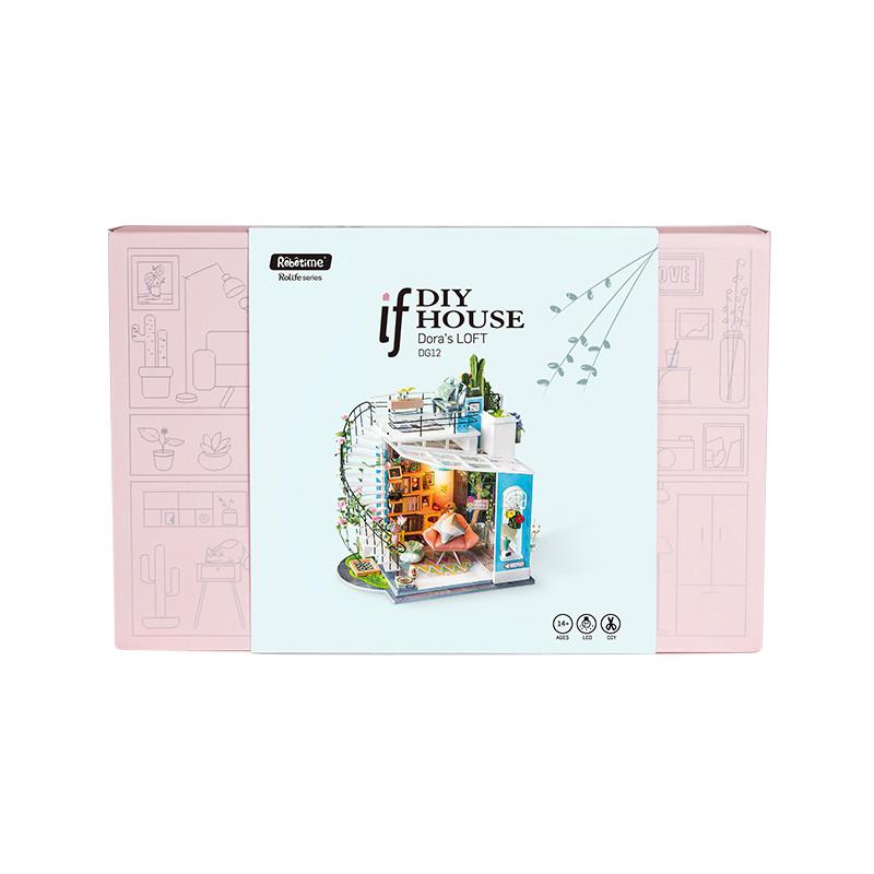 Rolife DG12 Dora'nın Çatı Katı (Dora's Loft) DIY Minyatür Maket Model Seti Mini Dollhouse 3D Model Kit Detaylı Dekoratif Hobi Seti 3D Puzzle Tiny House