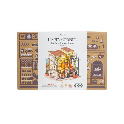 Rolife DG145 Emily'nin Çiçek Dükkanı Emily's Flower Shop DIY Minyatür Maket Model Set Mini Dollhouse 3D Model Kit Detaylı Dekoratif Hobi Seti 3D Puzzle Tiny House - Thumbnail