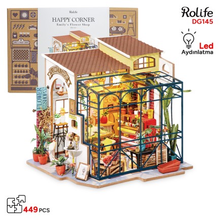Rolife - Rolife DG145 Emily'nin Çiçek Dükkanı Emily's Flower Shop DIY Minyatür Maket Model Set Mini Dollhouse 3D Model Kit Detaylı Dekoratif Hobi Seti 3D Puzzle Tiny House