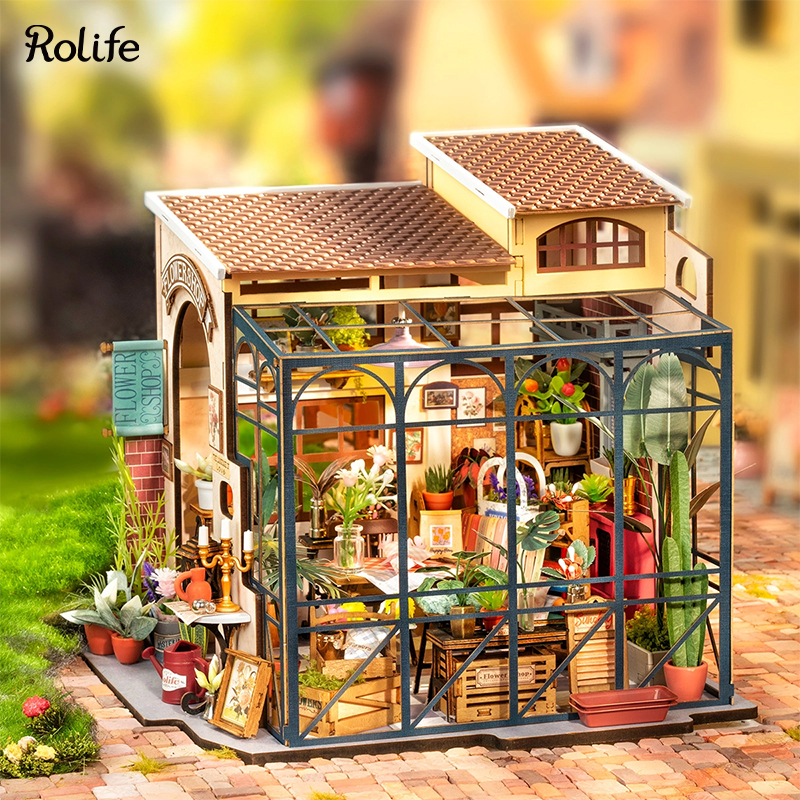 Rolife DG145 Emily'nin Çiçek Dükkanı Emily's Flower Shop DIY Minyatür Maket Model Set Mini Dollhouse 3D Model Kit Detaylı Dekoratif Hobi Seti 3D Puzzle Tiny House