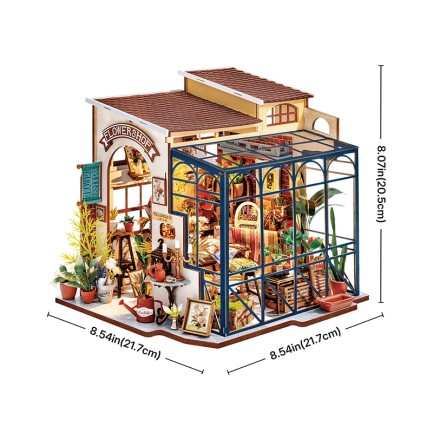 Rolife DG145 Emily'nin Çiçek Dükkanı Emily's Flower Shop DIY Minyatür Maket Model Set Mini Dollhouse 3D Model Kit Detaylı Dekoratif Hobi Seti 3D Puzzle Tiny House - Thumbnail